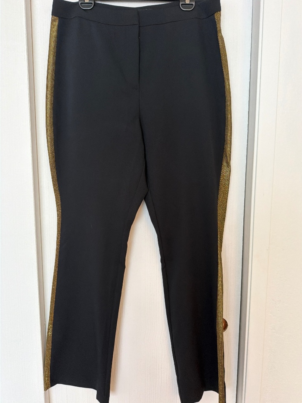 New York & Company Black & Gold Stripe Pants Size 14